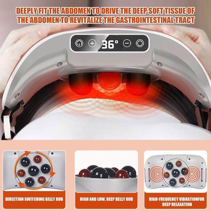 Electronic abdominal massager - 7 magnetic heads and 3 speeds - Deep tissue massage - For the abdomen, back and