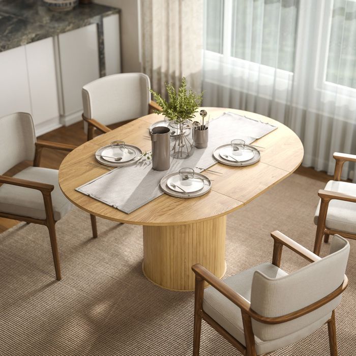 Table à manger extensible, table de cuisine, pour 6 à 8 personnes, 110-150 x 75 cm, effet bois naturel