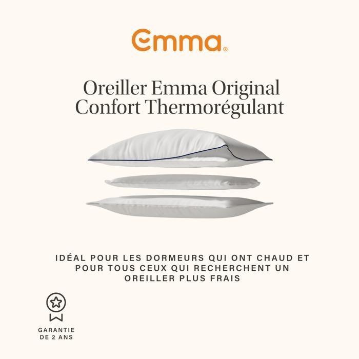 EMMA | Oreiller Emma Original Confort Thermorégulant 60x60 cm | Thermorégulant | Hauteur Adaptable | Hypoallergénique