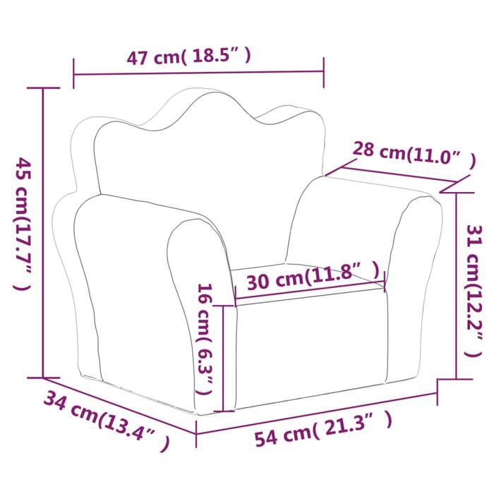 vidaXL Canapé pour Enfants, Siège avec Accoudoirs, Fauteuil avec Dossier pour Tout-Petits, Meuble de Chambre, Gris Clair 357040