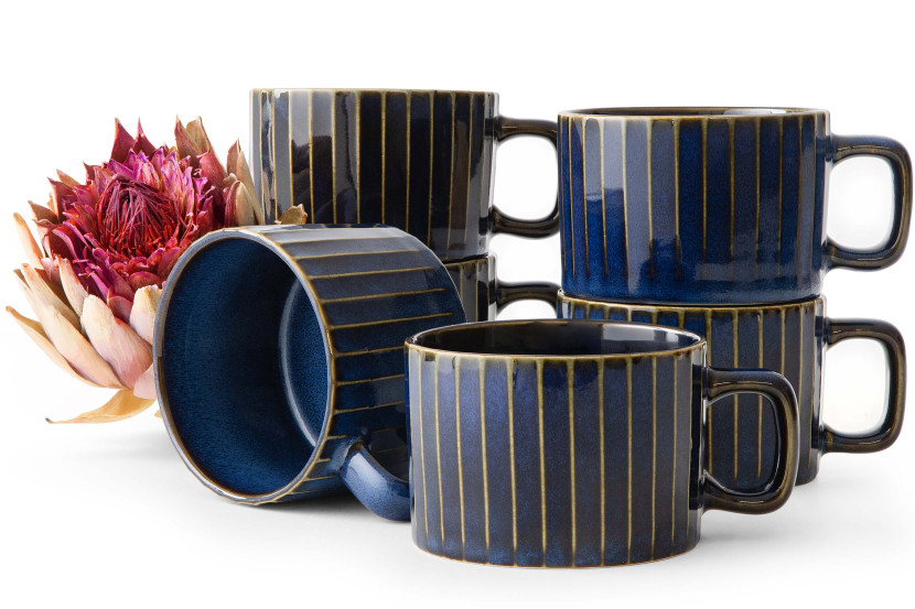 KONSIMO AD STRIPES filiżanka do kawy 6szt, porcelana, unikalny wzór, 220ml
