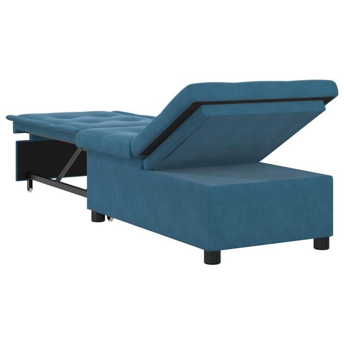 313498 y sofá cama 3 en 1, diván, convertible, en terciopelo azul.