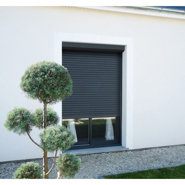 Persiana enrollable - AVOSDIM - 215 x 180 cm - Aluminio aislado - Funcionamiento eléctrico con cable - Gris RAL 7016 - Se puede cortar a medida