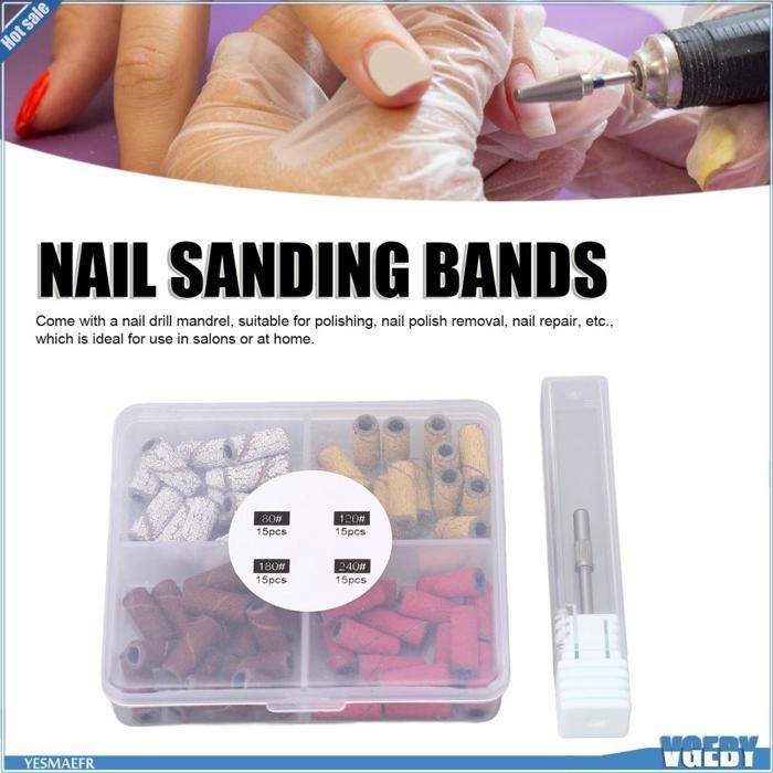 Ashata 60 strisce abrasive per fresa per unghie per nail art, cappucci abrasivi, rimozione della pelle morta, manicure, levigatura, profumo, poggiamano