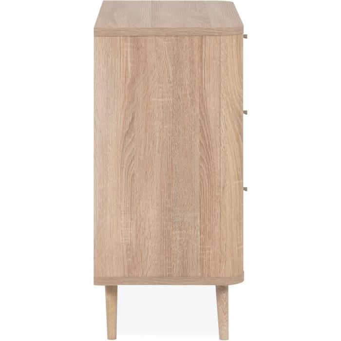 Small storage unit - 3 drawers - 1 door - Cane finish - W80.9 x H84 x D40 cm