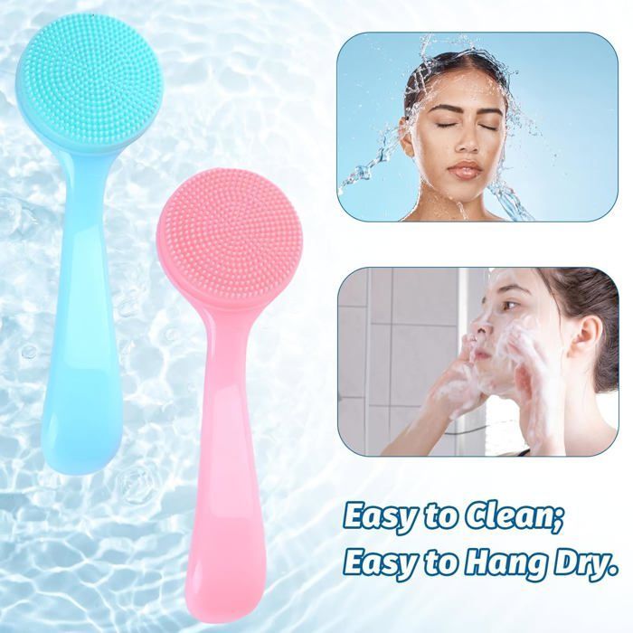 Set van 2 siliconen gezichtsreinigingsborstels, handmatige exfoliërende borstel met handvat, poriënreiniger