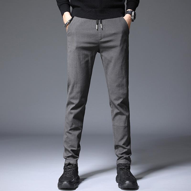 Modieuze nieuwe, hoogwaardige katoenen herenbroek, rechte pijpen, lange klassieke zwarte joggingbroek, casual broek, middellange lengte