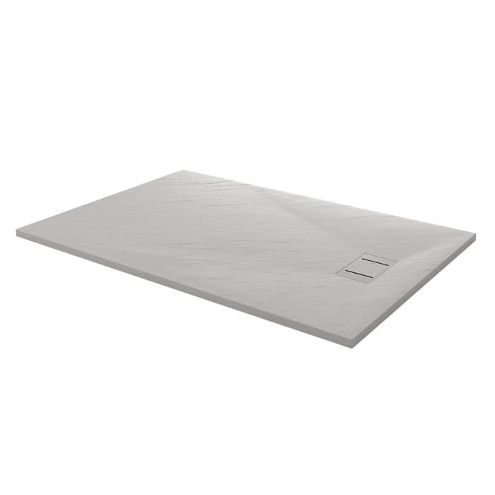 Plato de ducha rectangular con efecto piedra blanca, modelo Blend - IDRALITE - 90x120x2,6 cm - Resina