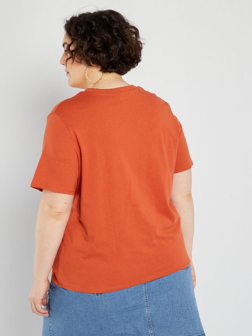Camiseta de ganchillo con bolsillo - NARANJA