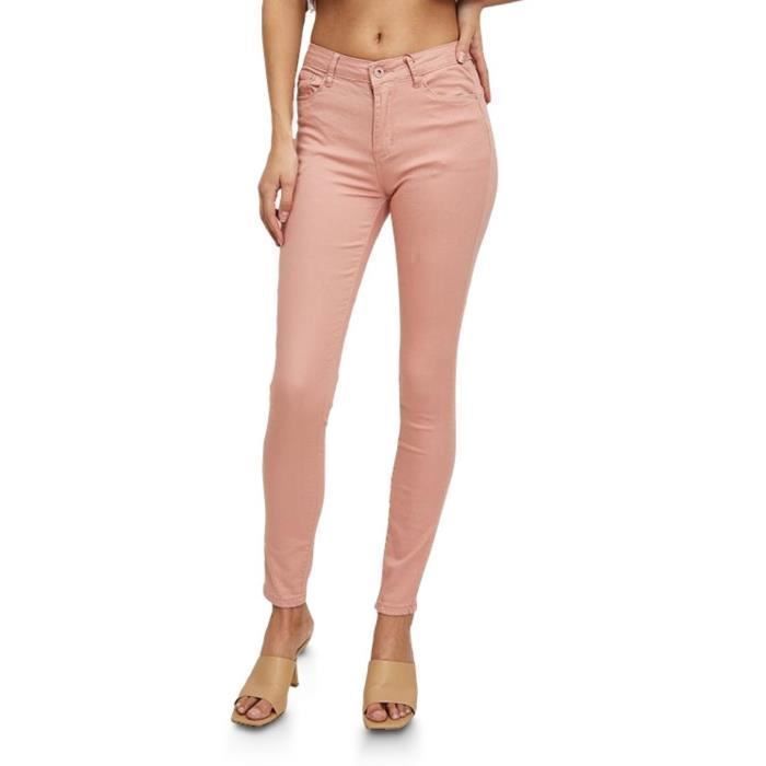 Women's jeans - I DODO - Slim fit - High waist - Cotton/Lycra - Salmon pink