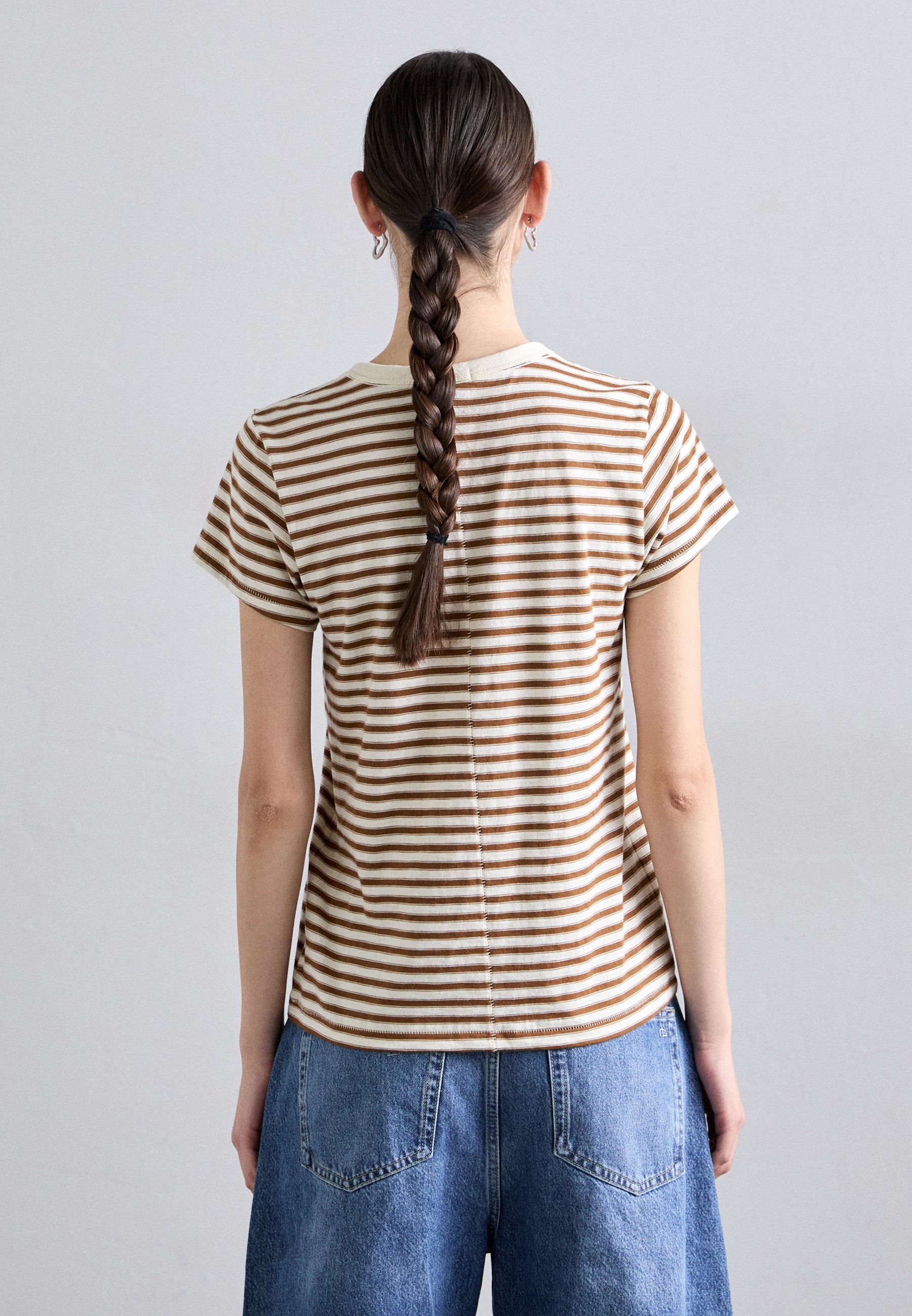 Rag & Bone THE SLUB STRIPE TEE - T-shirt met print - lichtbruin