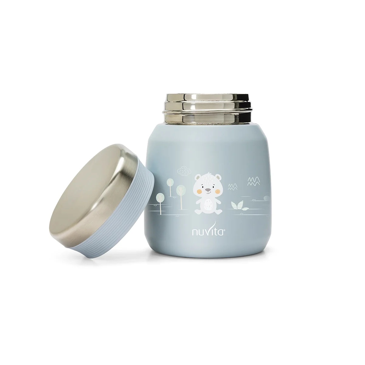 NUVITA Thermos Nuvita en acier inoxydable pour aliments liquides/solides, bleu, 300 ml, fermeture hermétique pour aliments pour bébés et bouillons