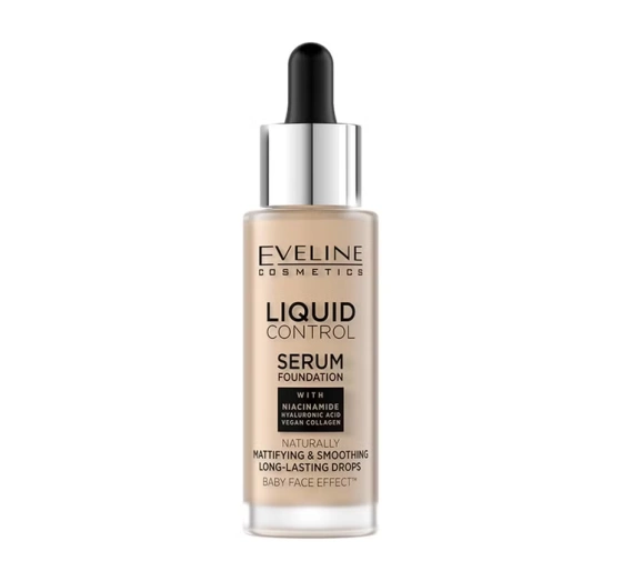 Eveline Cosmetics Liquid Control HD matujący podkład do twarzy z niacynamidem 015 Light Vanilla 32 ml