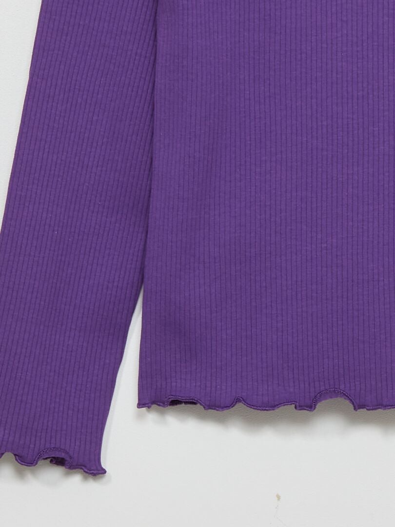 Camiseta de manga larga de punto acanalado - Morada