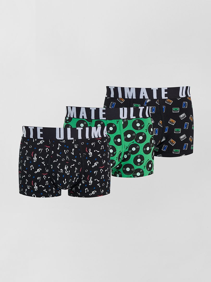 Set van 3 boxershorts met patroon - ZWART