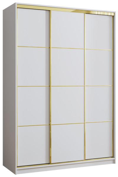 Szafa przesuwna 150 cm GOLD NEW biały mat drążki półki