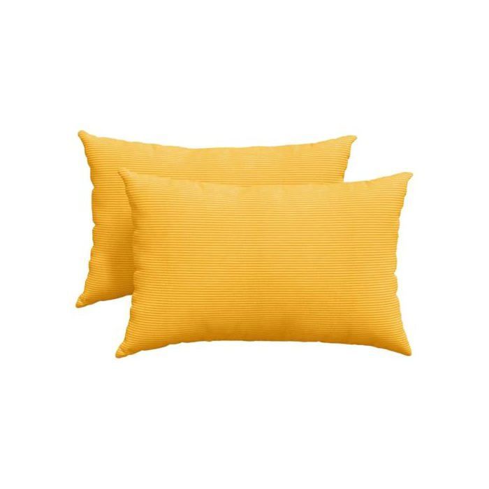 Almofadas para sofá em veludo cotelê - vidaXL - Amarelo claro - 60x40 cm - Capas removíveis - Enchimento de poliéster
