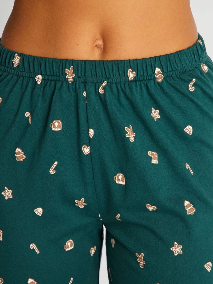 3-częściowy komplet piżamowy: koszulka, bluza i spodnie - ZIELONY