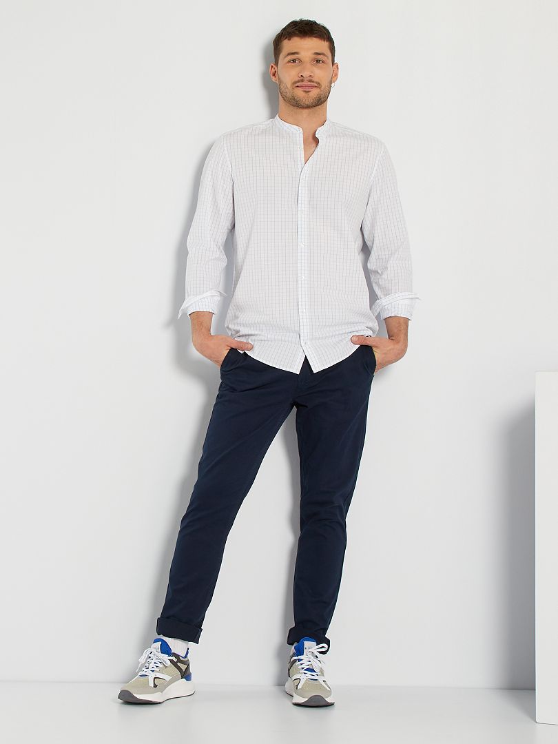 Calça chino slim tamanho L38 +195 cm - azul