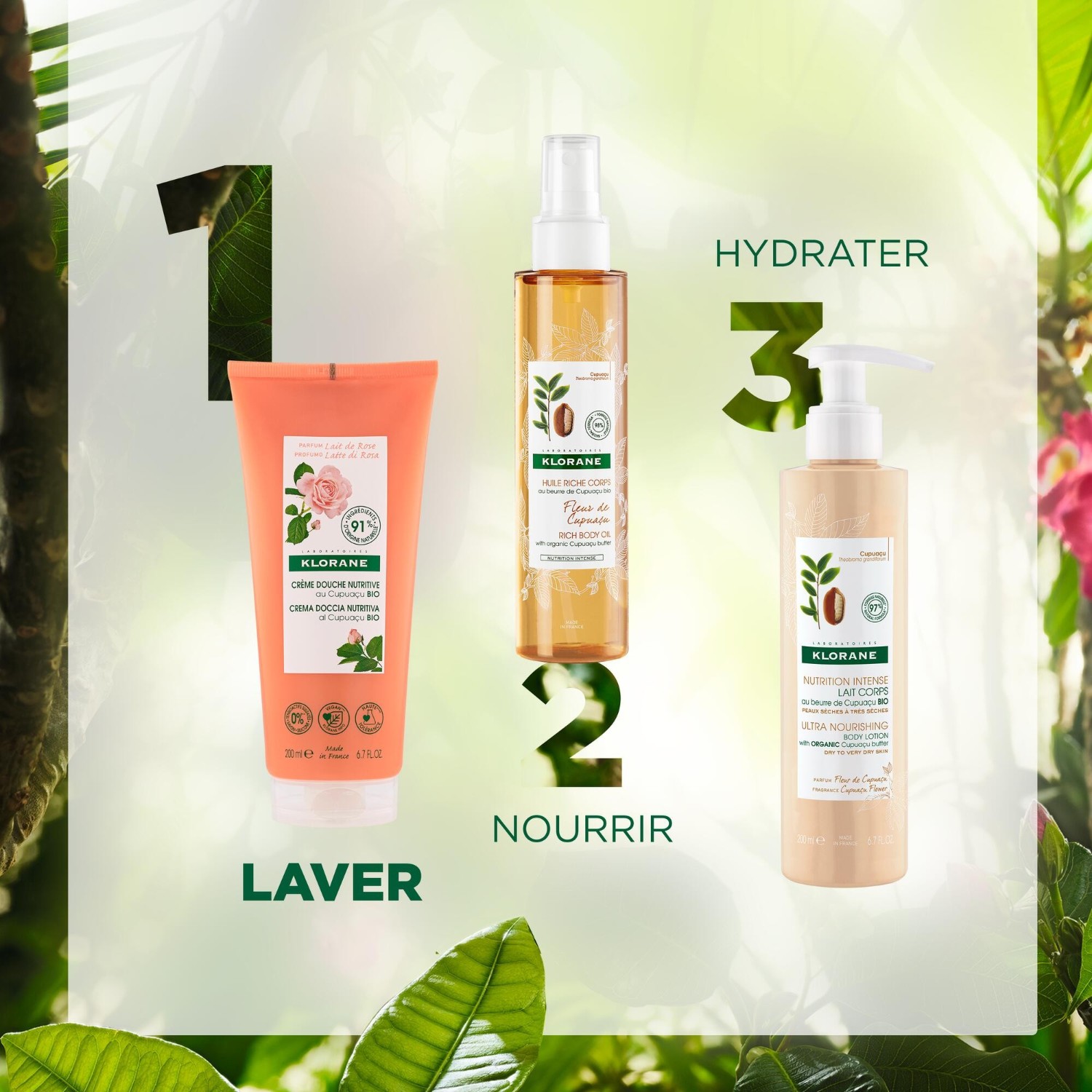 Klorane Crème douche au Cupuaçu BIO - Lait de Rose