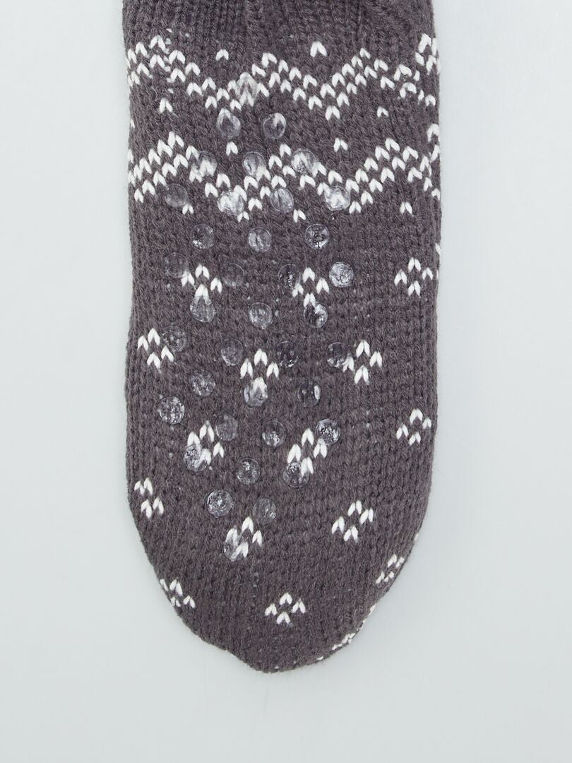 Meias forradas com estampa jacquard - CINZA