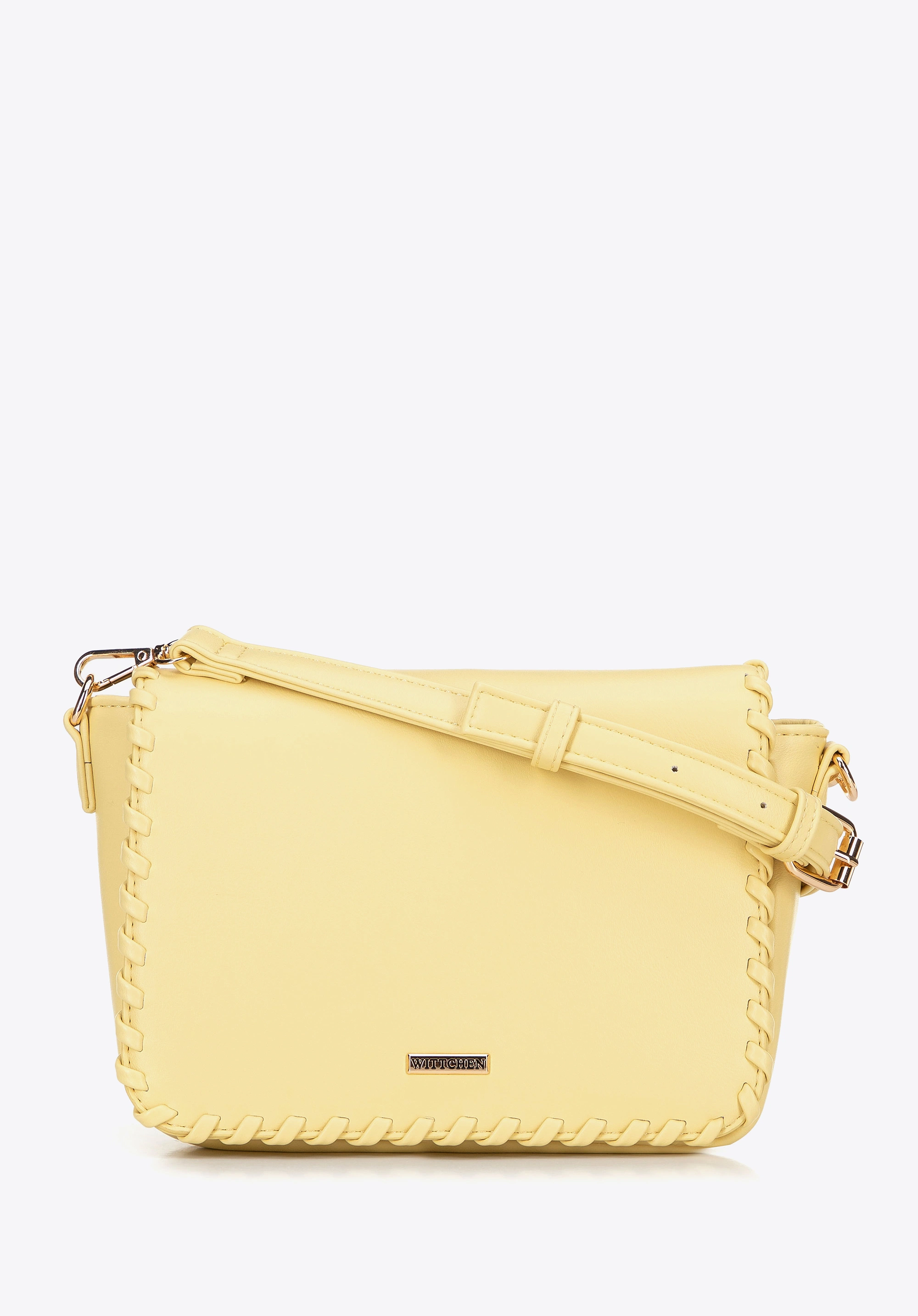 Damska crossbody z obszytą klapą żółta
