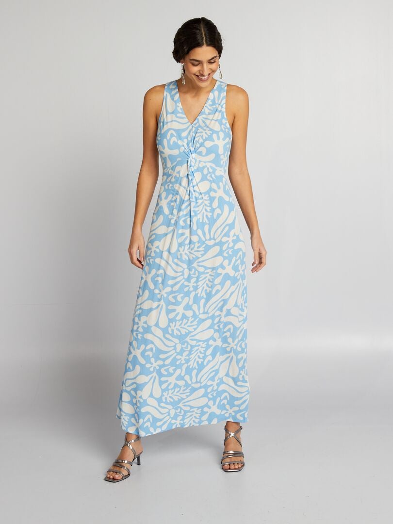 Vestido largo con detalles trenzados - AZUL