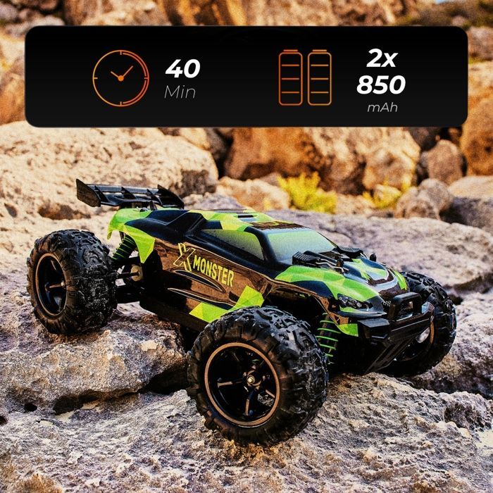 OVERMAX X-Monster 3.0 - Carro de Controle Remoto RC - 30 km/h - Escala 1:18 - 40 min - Alcance de 100 m - Treinamento 4x4