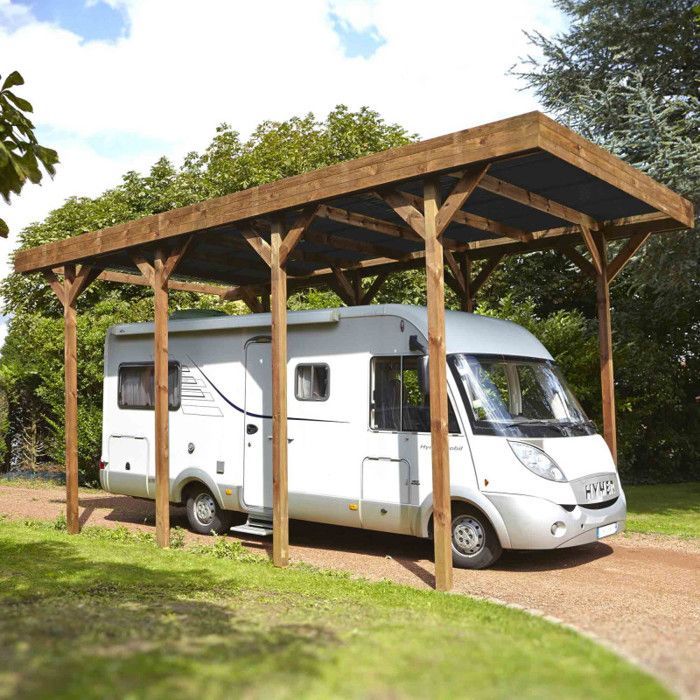 Carport en bois traité 32,3 m² - Camping car - Cerland
