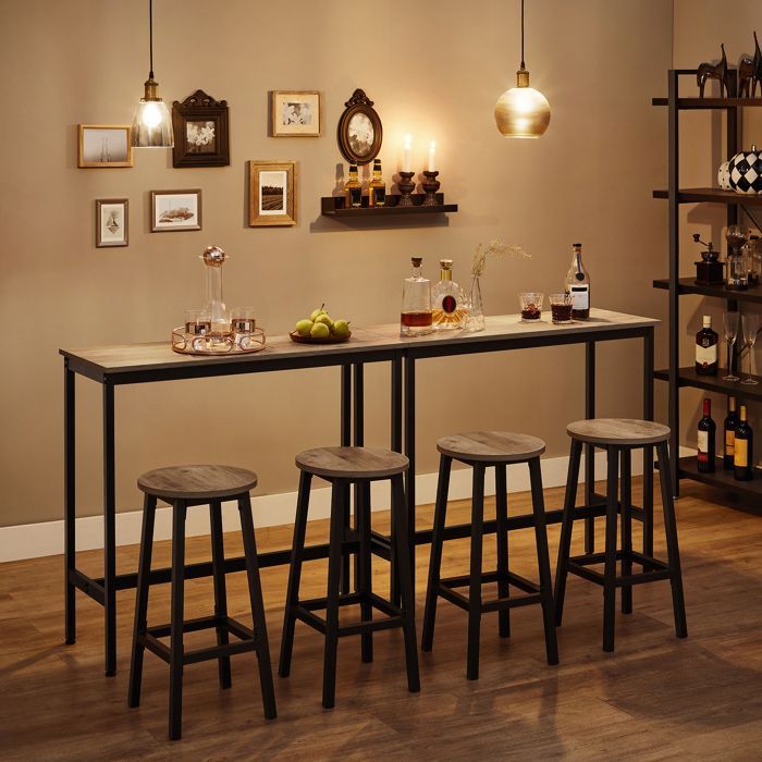 Tabourets hauts - VASAGLE - Lot de 2 - Cadre en acier - Hauteur 65 cm - Style industriel - Grège et Noir