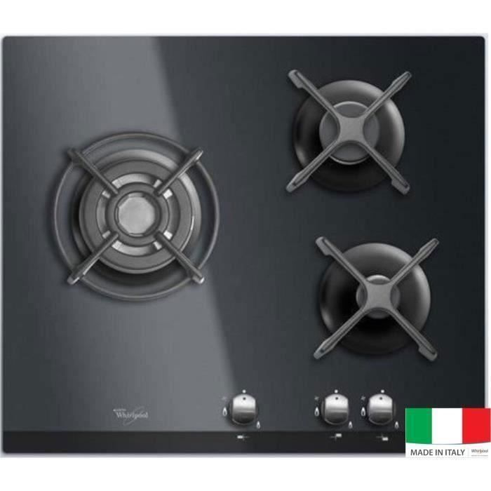 Gaskookplaat - WHIRLPOOL AKT404NB - 3 branders - 6350W - B59 x D51cm - Zwart