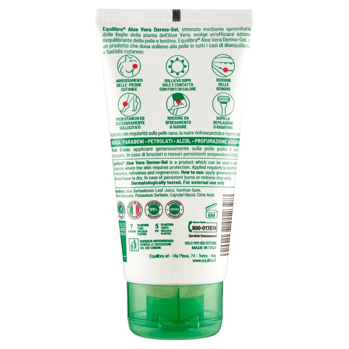EQUILIBRA Equilibra Aloë Vera Dermo Gel 75 ml Voor bescherming van de huid
