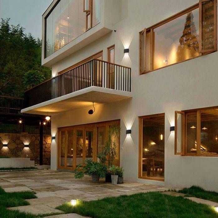Applique murale LED - SMOTOP - 6W - Aluminium noir - Blanc chaud up-down