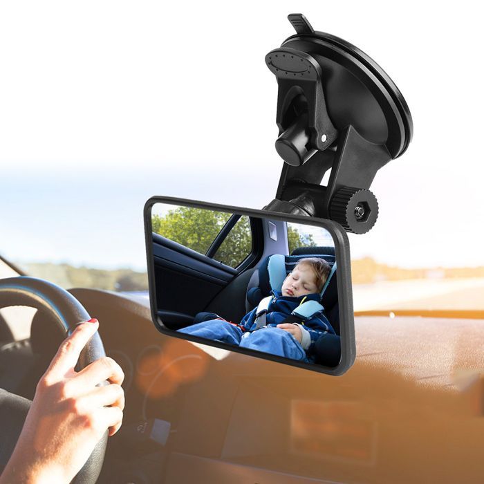 Espejo retrovisor interior ajustable para coche de bebé, monitor infantil de cristal para asiento de coche con ventosa.