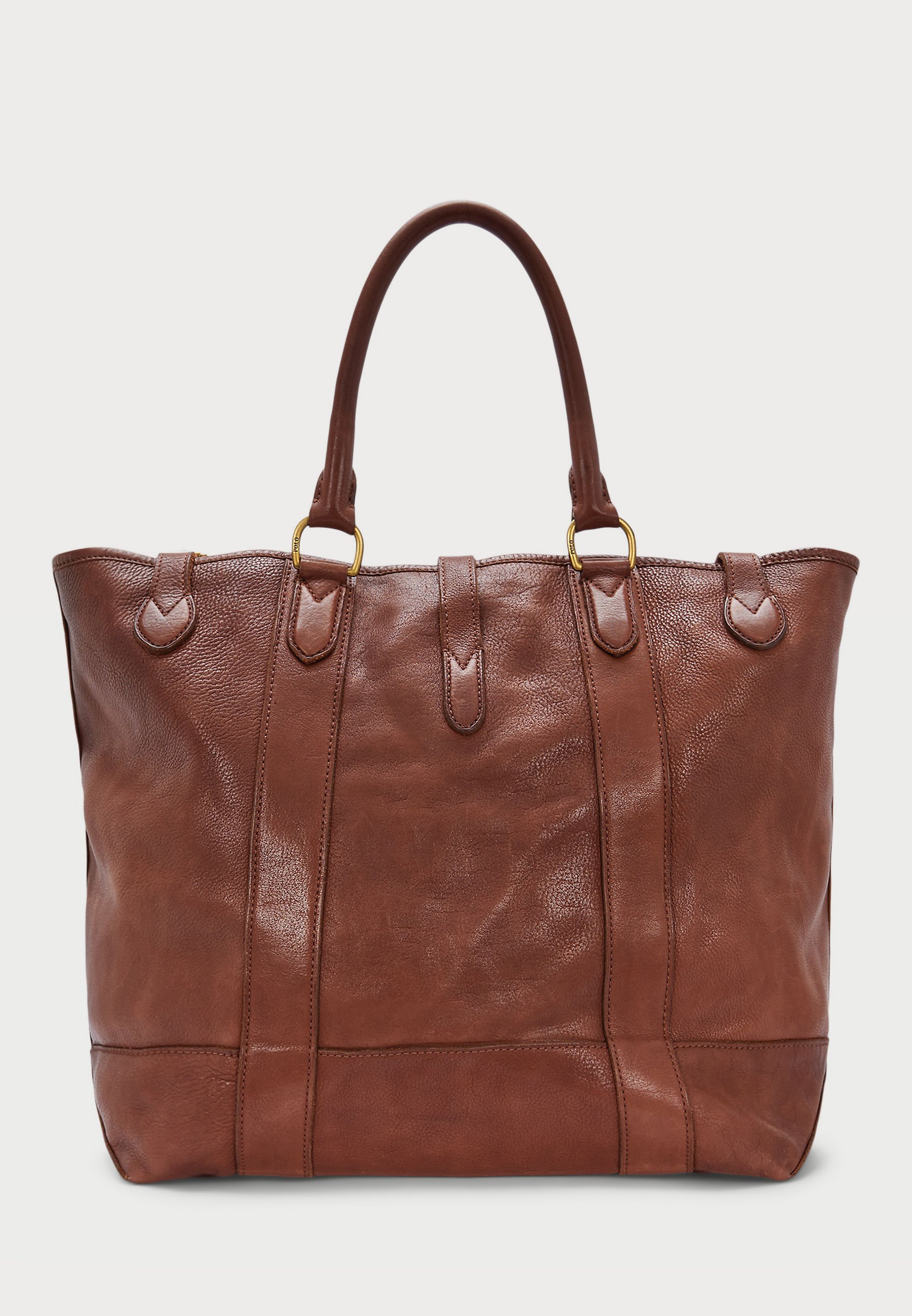 Polo Ralph Lauren HERITAGE LEATHER TOTE - Geantă tote - maro