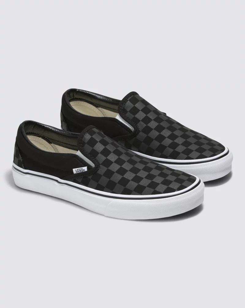 Customs Black Checkerboard Slip-On Wide