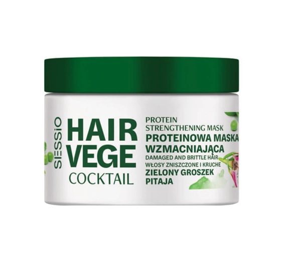 Sessio Hair Vege Cocktail proteinowa maska wzmacniająca Zielony Groszek Pitaja 250g