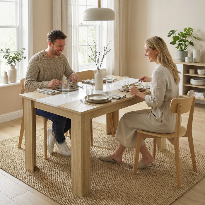 HOMCOM - Mesa de comedor - Tablero de partículas - 120x69x75cm - Madera natural