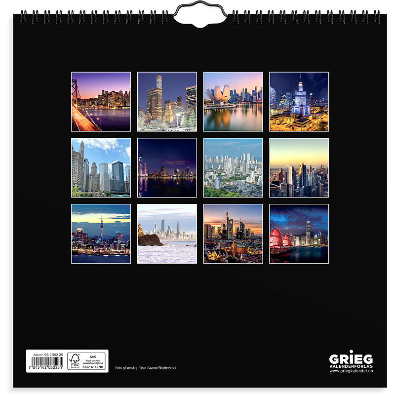 Vægkalender med skylines 2025
