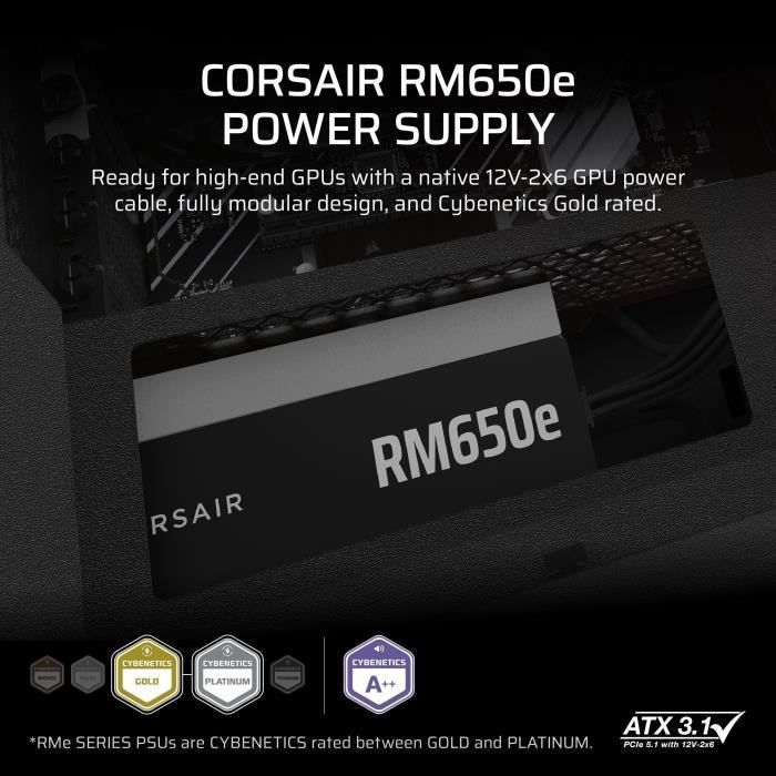 PC-Netzteil – CORSAIR – RM650e – 650 Watt – Modular – Leise