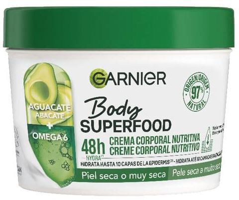 Maitinamasis kūno kremas „Body Superfood“ su avokadu ir omega 6. Kūno pienelis ir kūno losjonai.