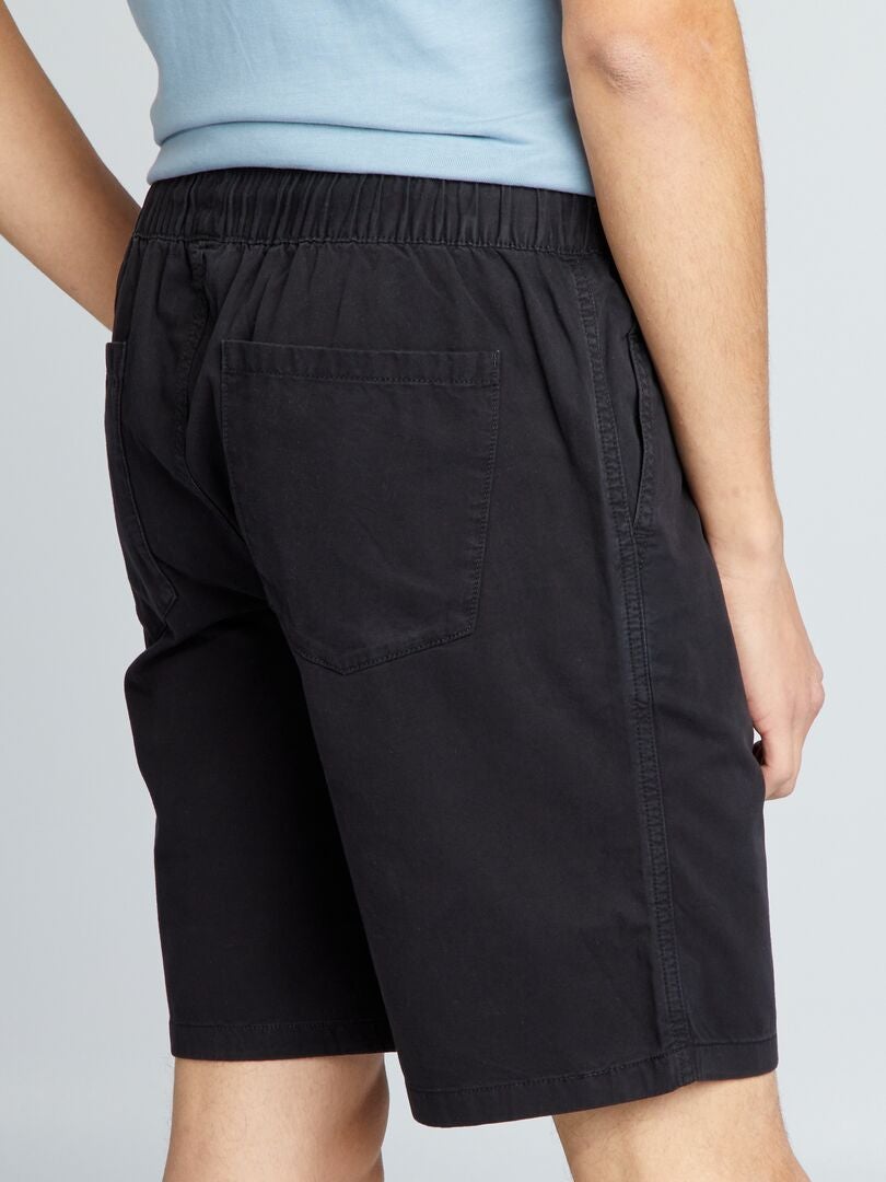 Shorts de algodão elástico - PRETO