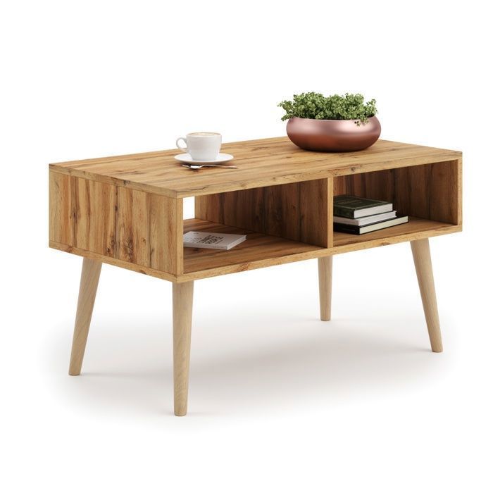 Mesa de centro escandinava en roble Wotan con patas de madera – 90 x 50 x 55 cm – SANDI