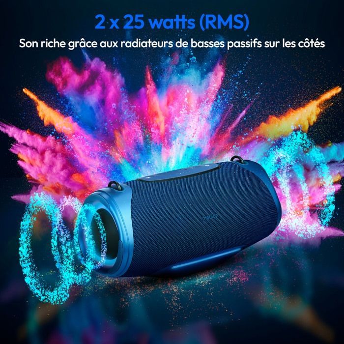 Altavoz Bluetooth - MEDION - P61762 - Refuerzo de graves - IPX7 - Efectos de luz RGB
