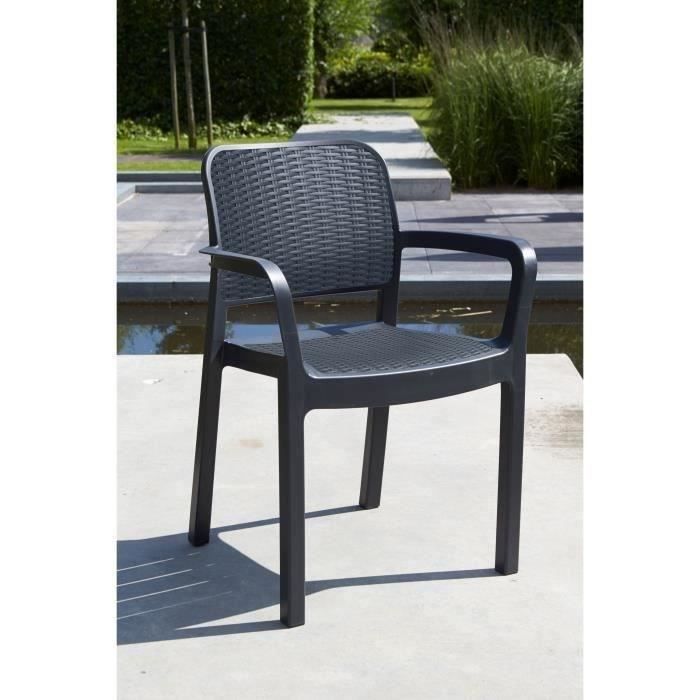 Set van 6 tuinstoelen - Allibert van KETER - BELLA - Kunsthars - Kleur: grafietgrijs - Stapelbaar
