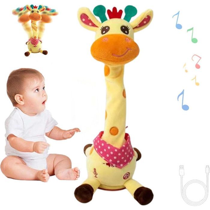Giraffa musicale: canta, balla e ripeti i testi. Peluche giraffa danzante. Giraffa musicale luminosa con 10 canzoni.