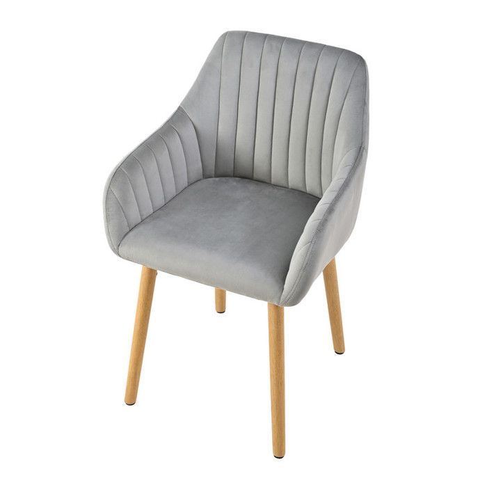 Goeurvant Minimalist Chairs with Comfortable Backrest, Ergonomic Armrests and Solid Wooden Legs - Set of 2 - Light Grey