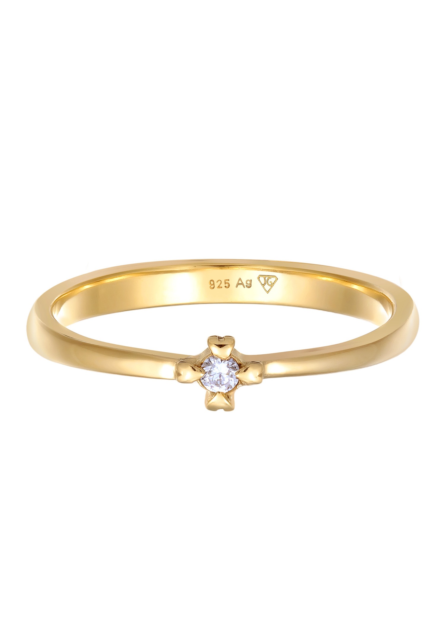 Elli DIAMONDS Femmes Bague de fiançailles Solitaire Coeur avec Diamant (0.03 ct.) en Argent Sterling 925
