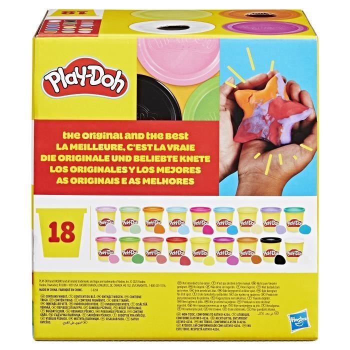 Play-Doh Pack de 18 pots imagination, loisirs créatifs de pâte à modeler pour enfants, dès 2 ans