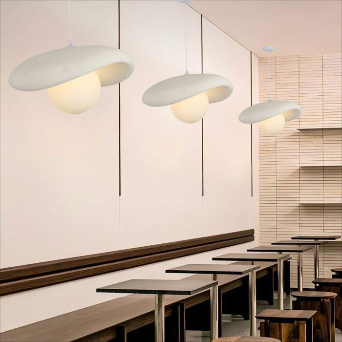 WOTTES Modern Industrial Pendant Light Ø20CM Vintage Chandelier Ceiling Light Cement Edison Design for Living Room Bedroom - White 1pc